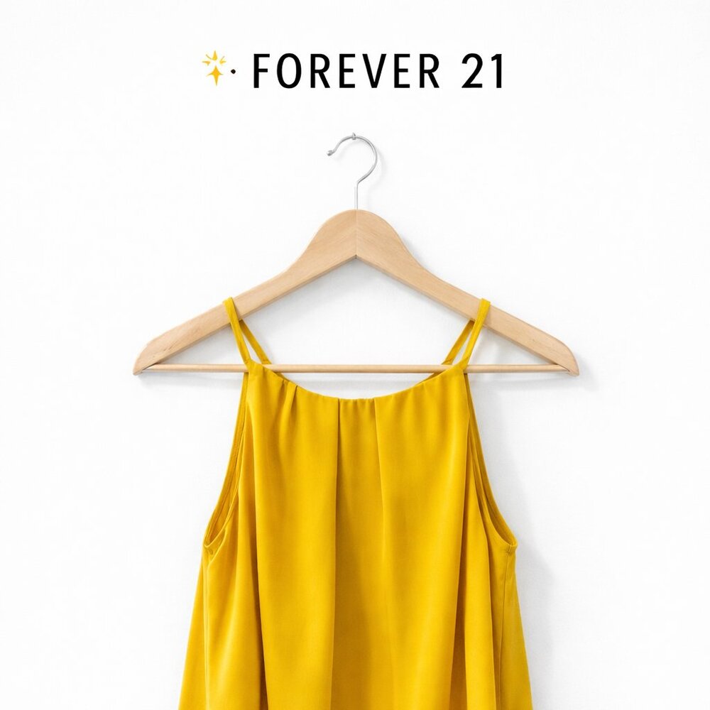 Forever 21 Yellow Flowy Cami Top Size 0X Sleeveless Lightweight Plus Size 0X
